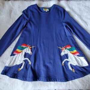 Mini Boden Blue Unicorn Long Sleeve Tee